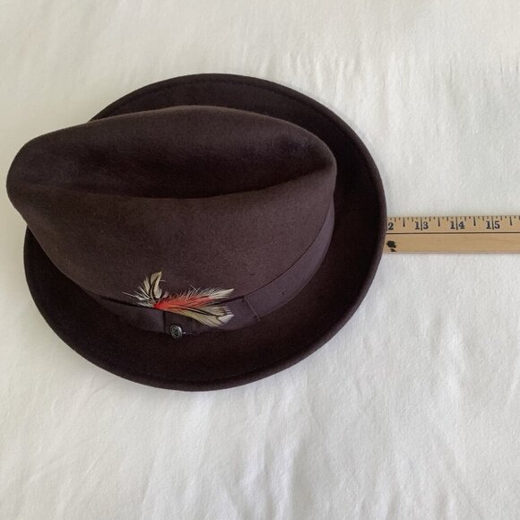 Jaxon Homburg Godfather Fedora Style Hat Men's 100% Wool Felt Dark Brown Large - Picture 12 of 16